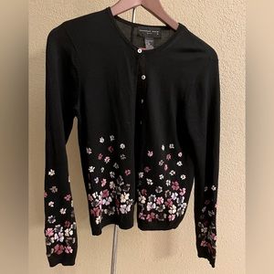 August Silk Black Embroidered Cardigan Size Medium